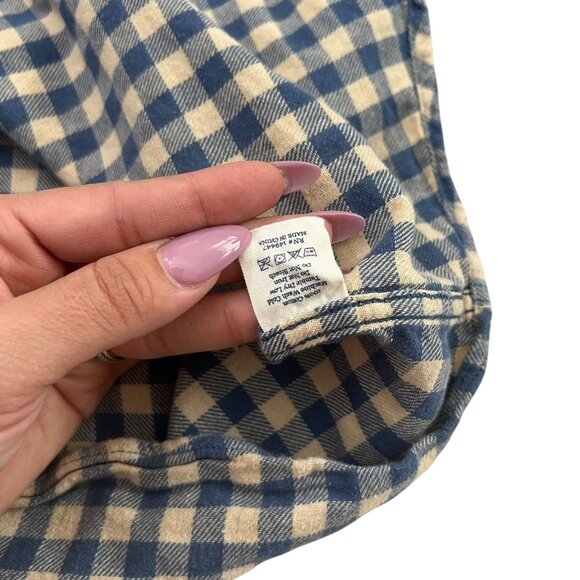 The Normal Brand Mens Gingham Plaid Button Up Flannel Shirt Blue Size Small - Picture 5 of 8